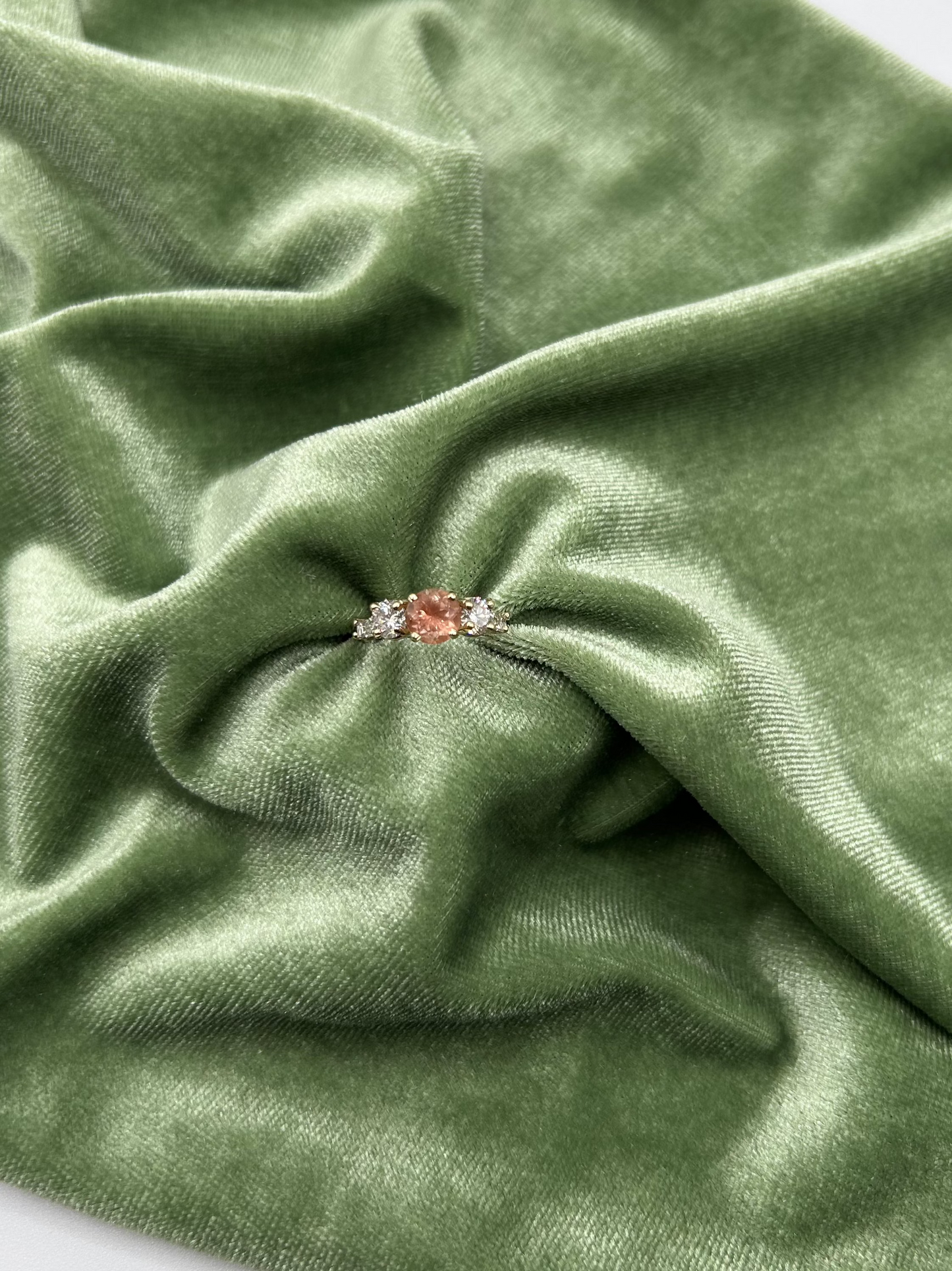American minded Oregon Sunstone and diamond ring