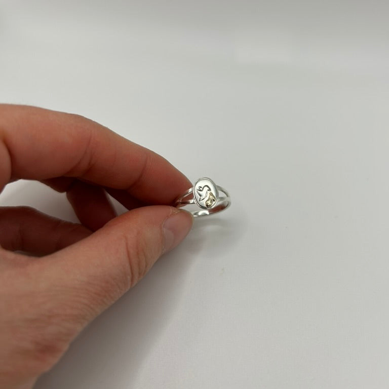Song Bird Ring Sterling Silver and 14KY Gold Detail