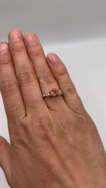 American minded Oregon Sunstone and diamond ring