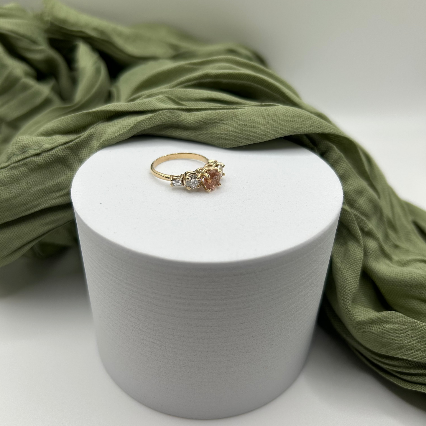 American minded Oregon Sunstone and diamond ring