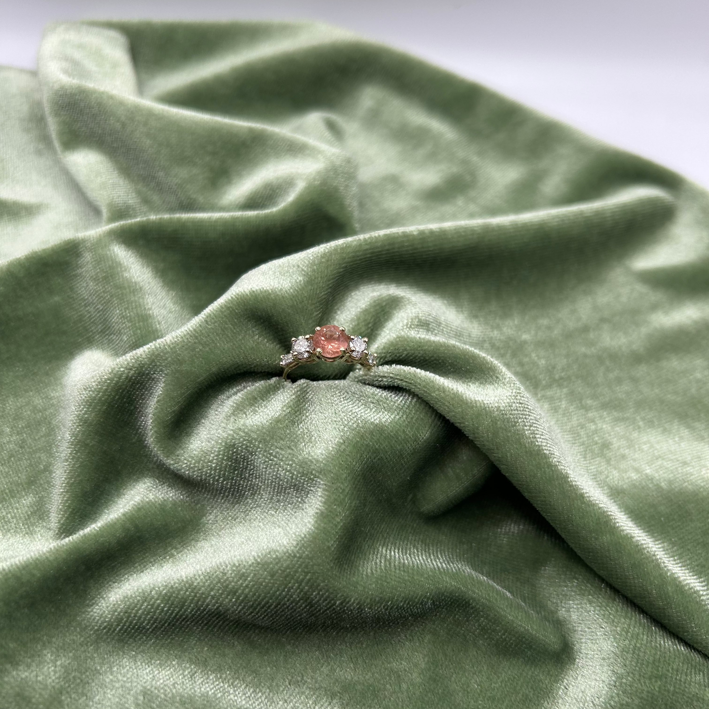 American minded Oregon Sunstone and diamond ring