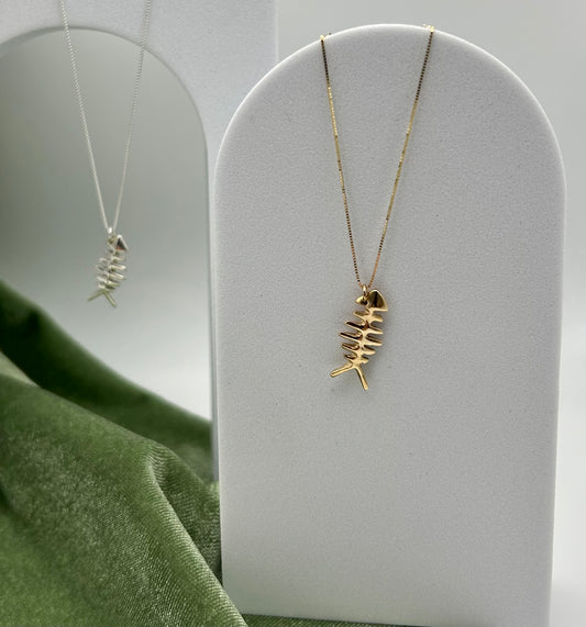 Handmade Fish Skeleton Necklace
