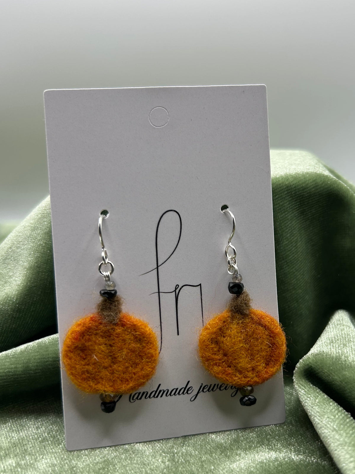 Pumpkin felt with Tourmaline and labradorite