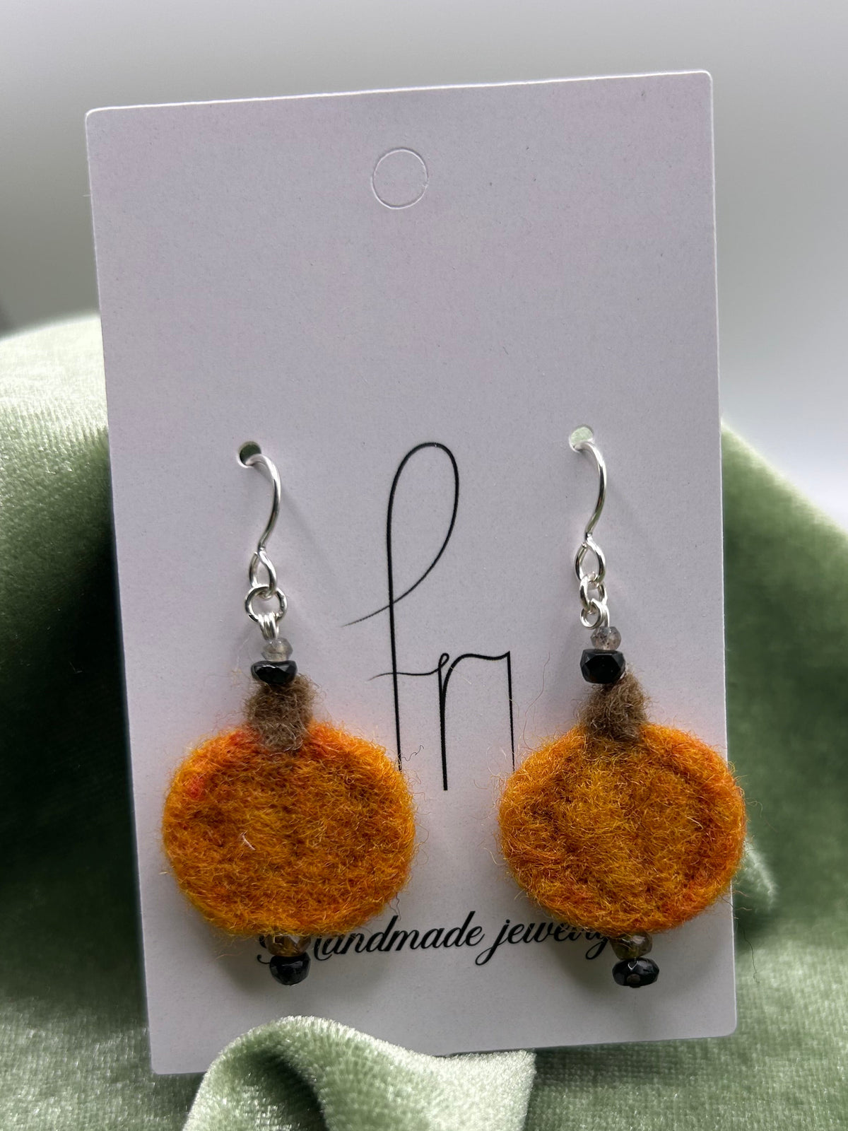 Pumpkin felt with Tourmaline and labradorite