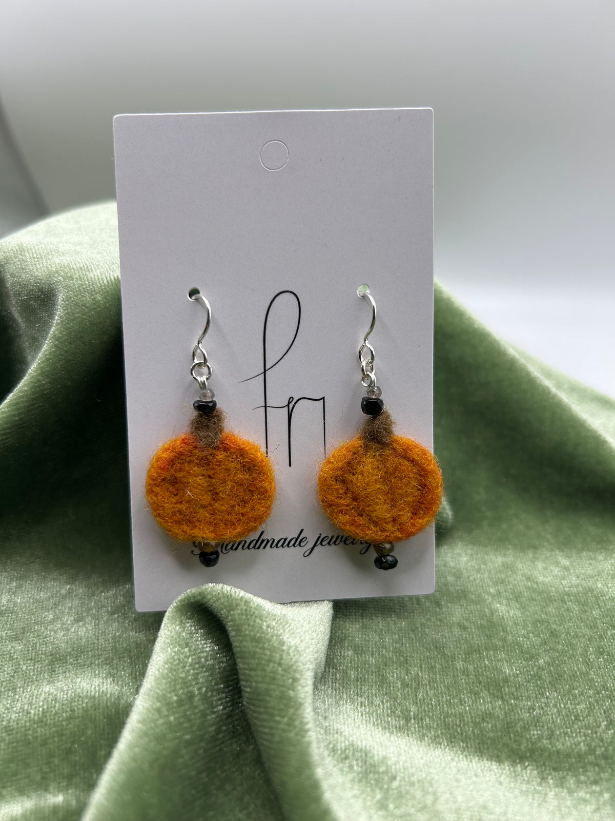Pumpkin felt with Tourmaline and labradorite