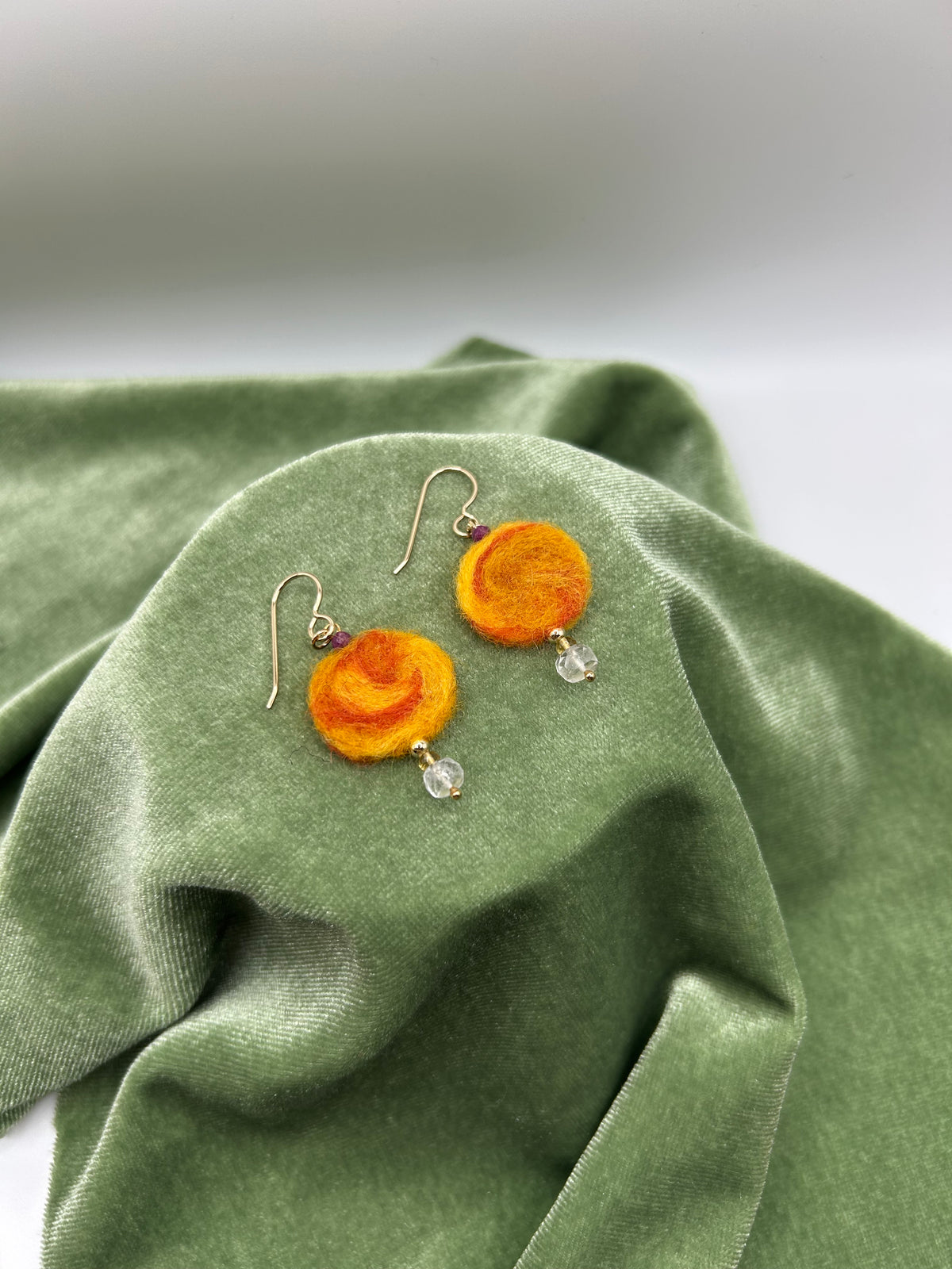 Sun merino wool felt with natural gem stones
